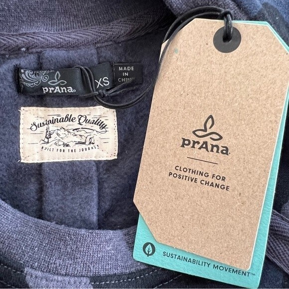 PrAna Cozy Up Sweatshirt Nautical Camo Size XS NWT - Picture 7 of 11
